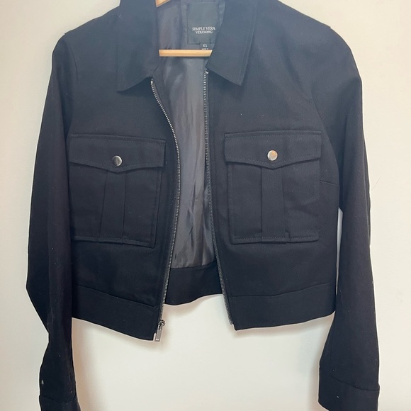 Black Cropped Utility jacket with front pockets women’s xs - Picture 3 of 12